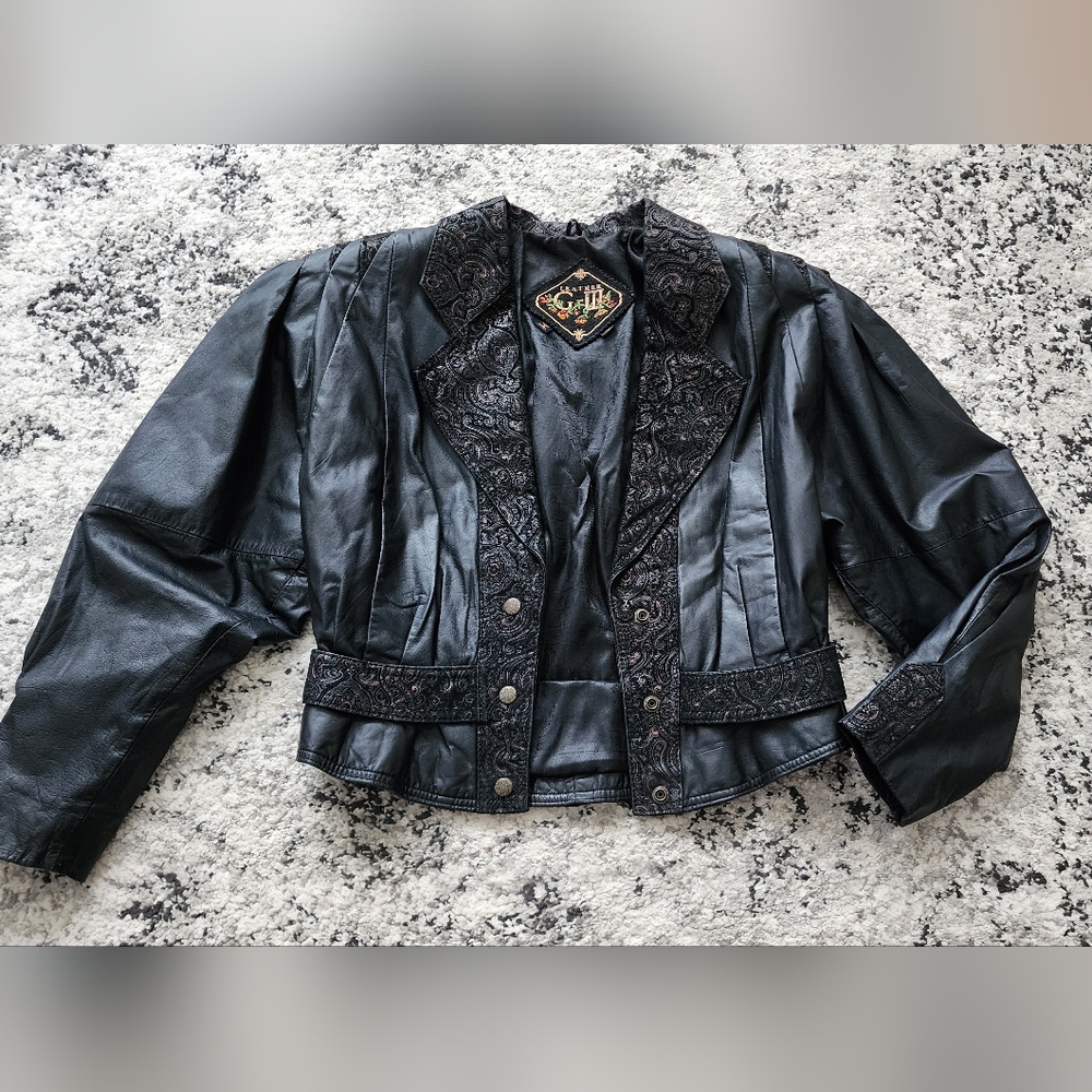 Vintage G-III Leather Jacket 80s Womens Size M Genuine Leather RARE Goth Biker